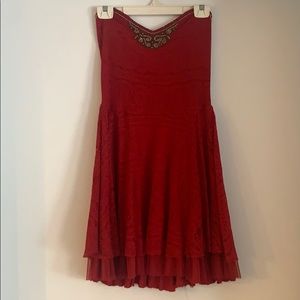 Free People strapless red lace dress - Size Medium